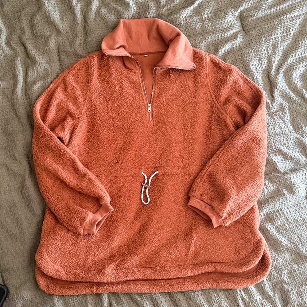 Cozy Camel Fleece Pullover with cinchable waist